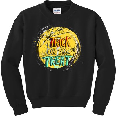 Trick or Treat Spider Web Kids Sweatshirt