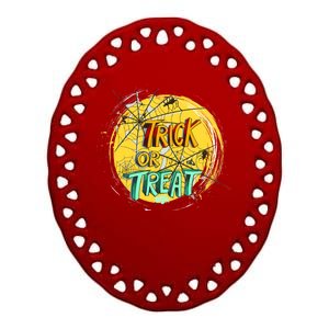 Trick or Treat Spider Web Ceramic Oval Ornament