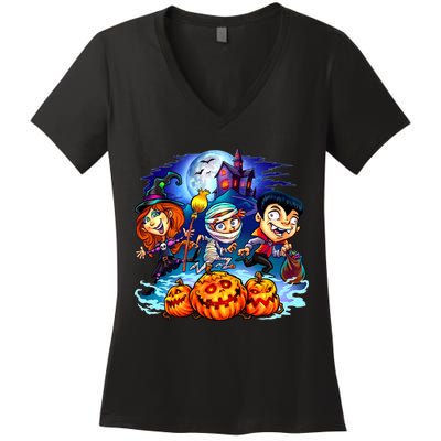 Trick-or-Treaters Halloween Women's V-Neck T-Shirt