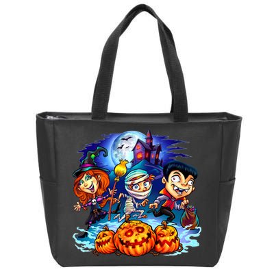 Trick-or-Treaters Halloween Zip Tote Bag