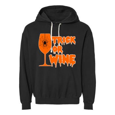 Trick or Wine Halloween Spider Web Garment-Dyed Fleece Hoodie