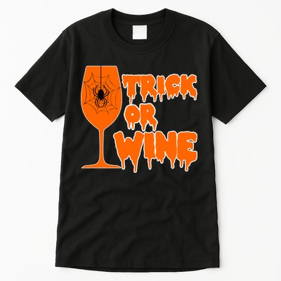 Trick or Wine Halloween Spider Web Tall T-Shirt