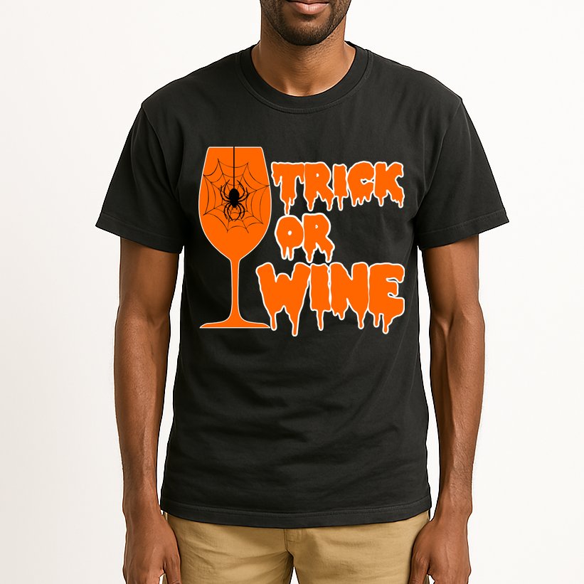 Trick or Wine Halloween Spider Web Tall T-Shirt