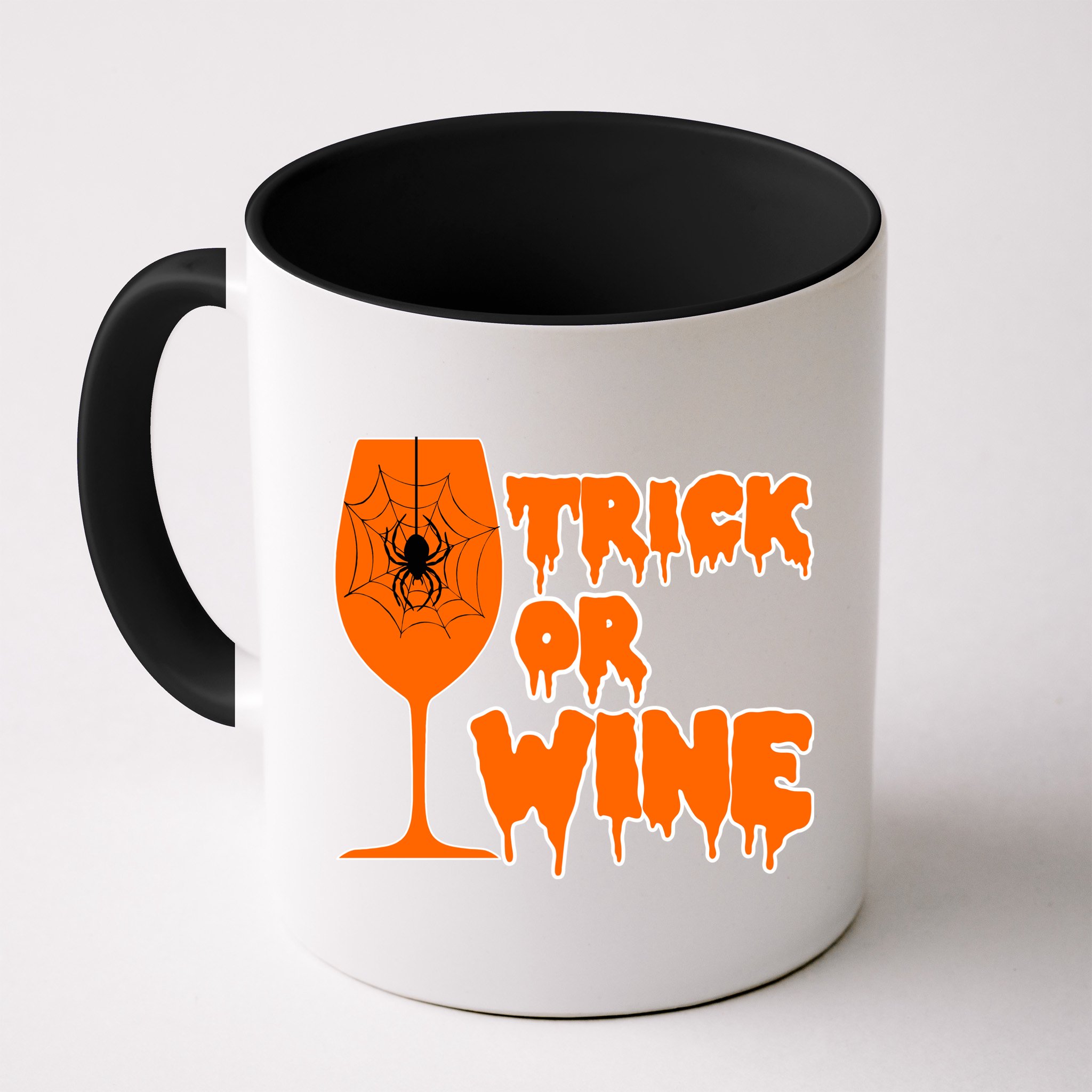 Trick or Wine Halloween Spider Web Mug