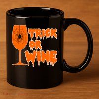 Trick or Wine Halloween Spider Web 11oz C Handle Ceramic Mug