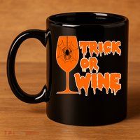 Trick or Wine Halloween Spider Web 11oz C Handle Ceramic Mug