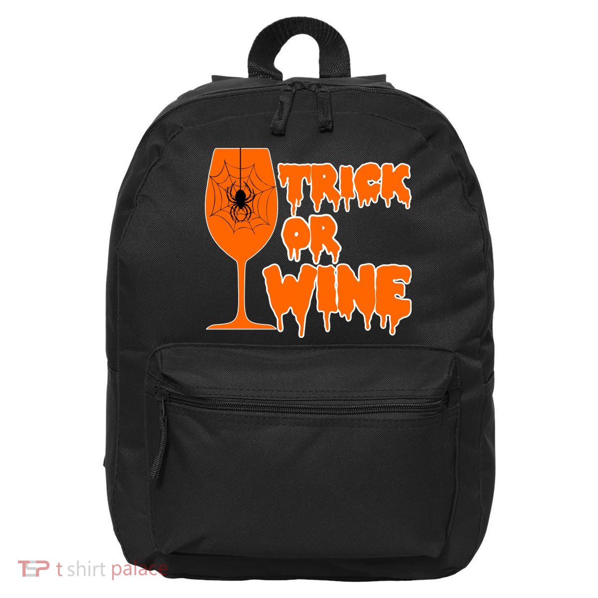 Trick or Wine Halloween Spider Web 16 in Basic Backpack