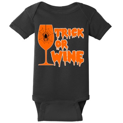Trick or Wine Halloween Spider Web Baby Bodysuit