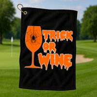 Trick or Wine Halloween Spider Web Golf Towel