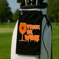 Trick or Wine Halloween Spider Web Golf Towel