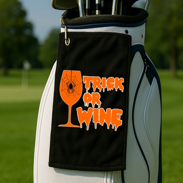 Trick or Wine Halloween Spider Web Golf Towel
