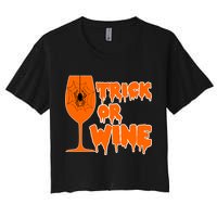 Trick or Wine Halloween Spider Web Women's Crop Top Tee