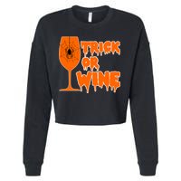 Trick or Wine Halloween Spider Web Cropped Pullover Crew