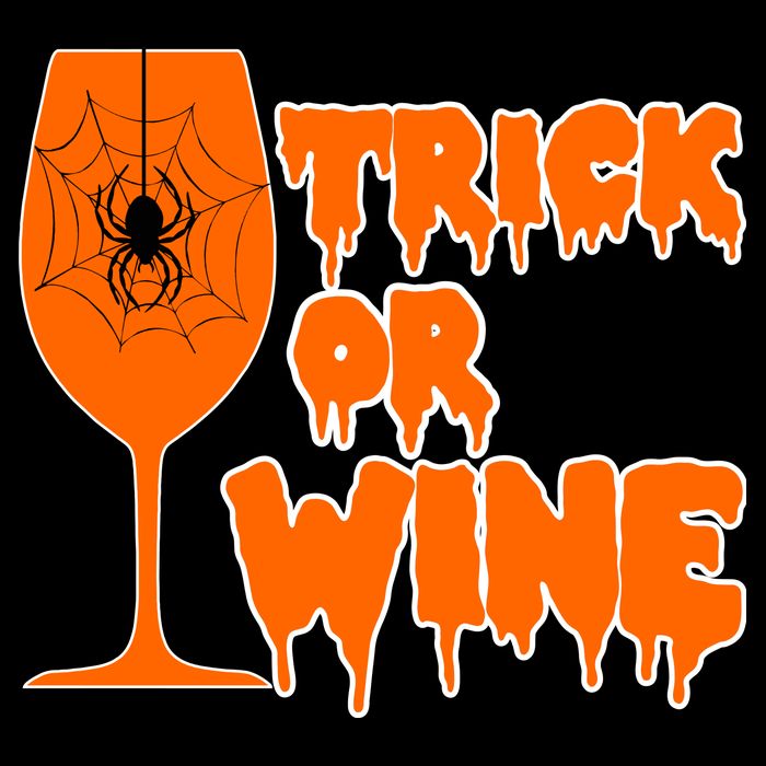 Trick or Wine Halloween Spider Web Cropped Pullover Crew