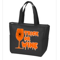 Trick or Wine Halloween Spider Web Zip Tote Bag