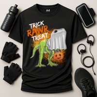 Trick Rawr Treat Halloween T Rex Dinosaur Cooling Performance Crew T-Shirt