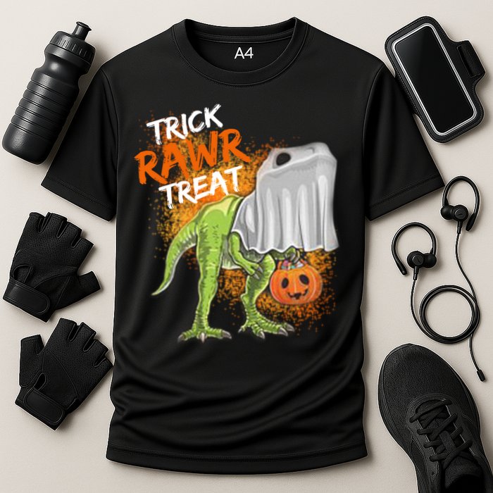 Trick Rawr Treat Halloween T Rex Dinosaur Cooling Performance Crew T-Shirt
