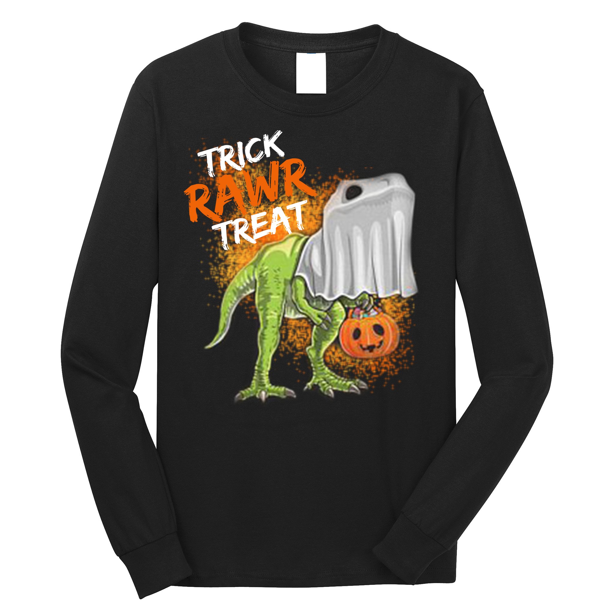 Trick Rawr Treat Halloween T Rex Dinosaur Long Sleeve Shirt