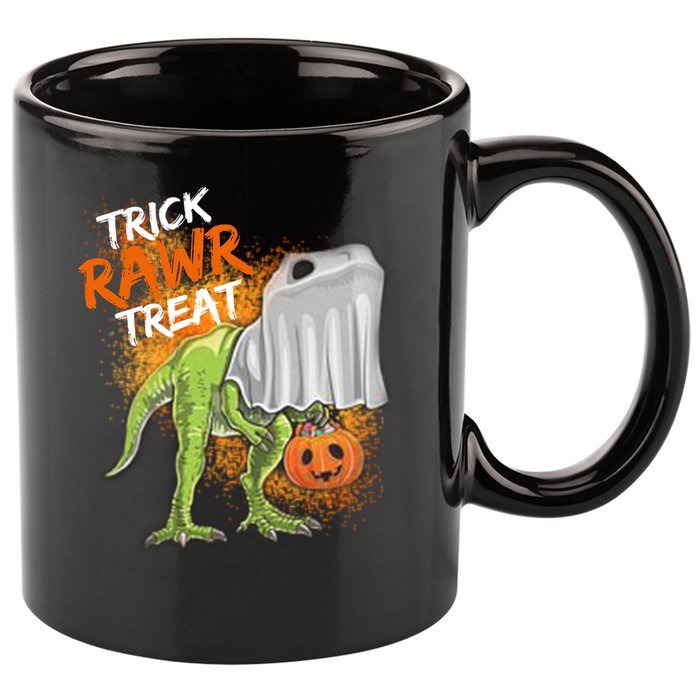Trick Rawr Treat Halloween T Rex Dinosaur 11oz C Handle Ceramic Mug