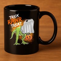 Trick Rawr Treat Halloween T Rex Dinosaur 11oz C Handle Ceramic Mug