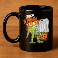Trick Rawr Treat Halloween T Rex Dinosaur 11oz C Handle Ceramic Mug