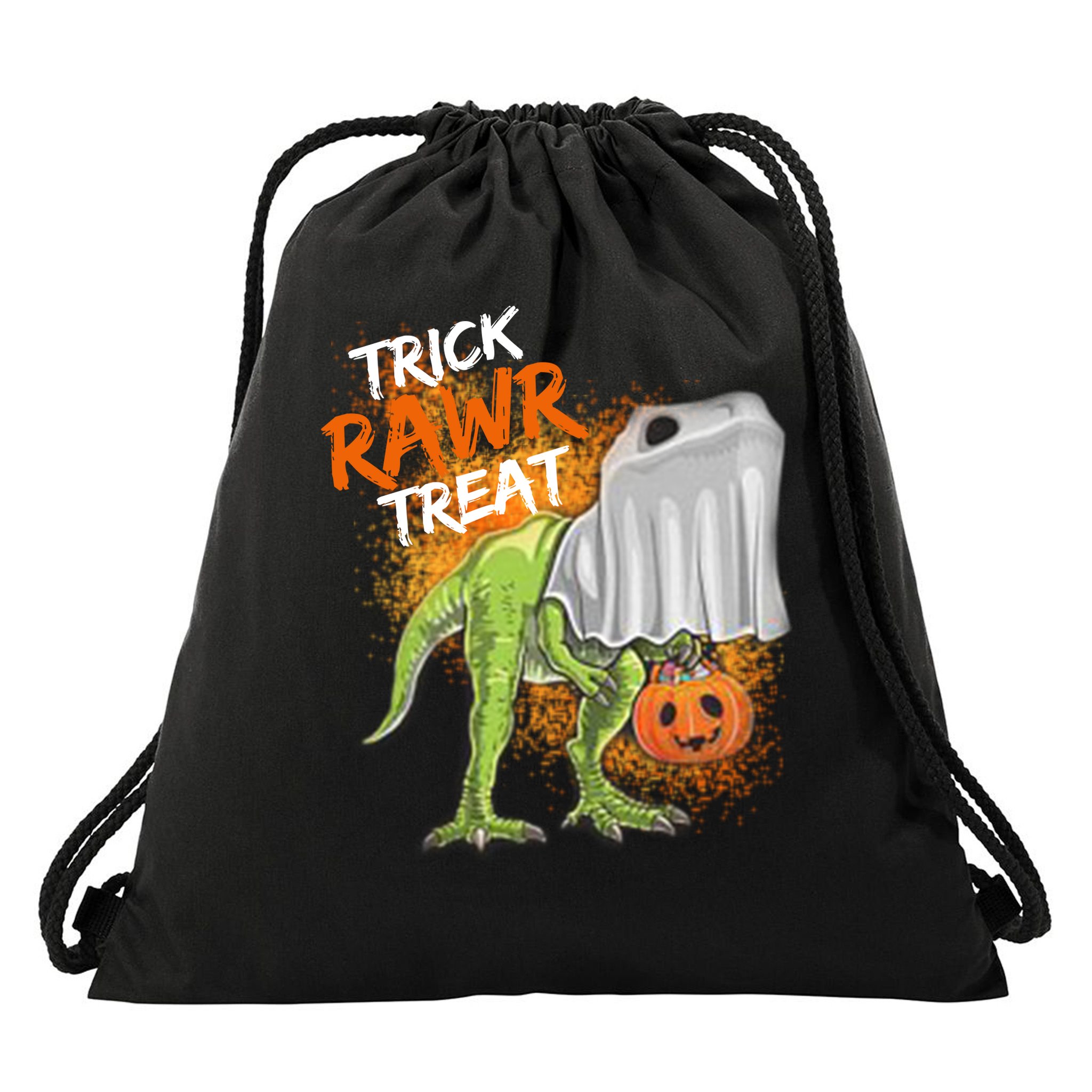 Trick Rawr Treat Halloween T Rex Dinosaur Drawstring Bag