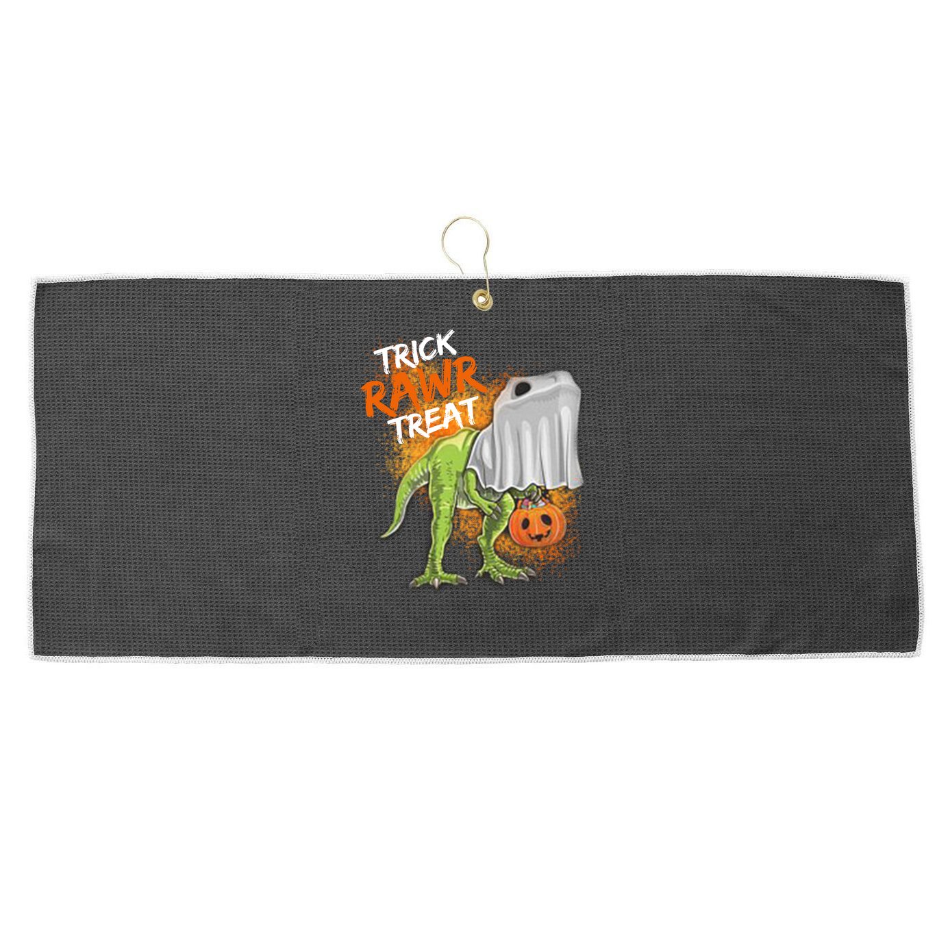 Trick Rawr Treat Halloween T Rex Dinosaur Large Microfiber Waffle Golf Towel