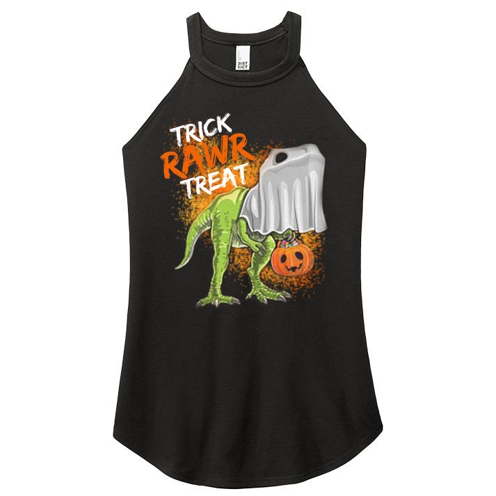 Trick Rawr Treat Halloween T Rex Dinosaur Women's Perfect Tri Rocker Tank