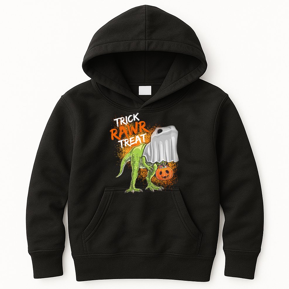 Trick Rawr Treat Halloween T Rex Dinosaur Kids Hoodie