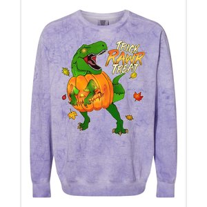 Trick RAWR Treat T-Rex Funny Halloween Colorblast Crewneck Sweatshirt