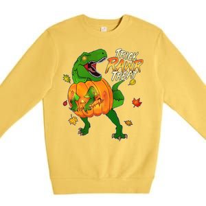 Trick RAWR Treat T-Rex Funny Halloween Premium Crewneck Sweatshirt