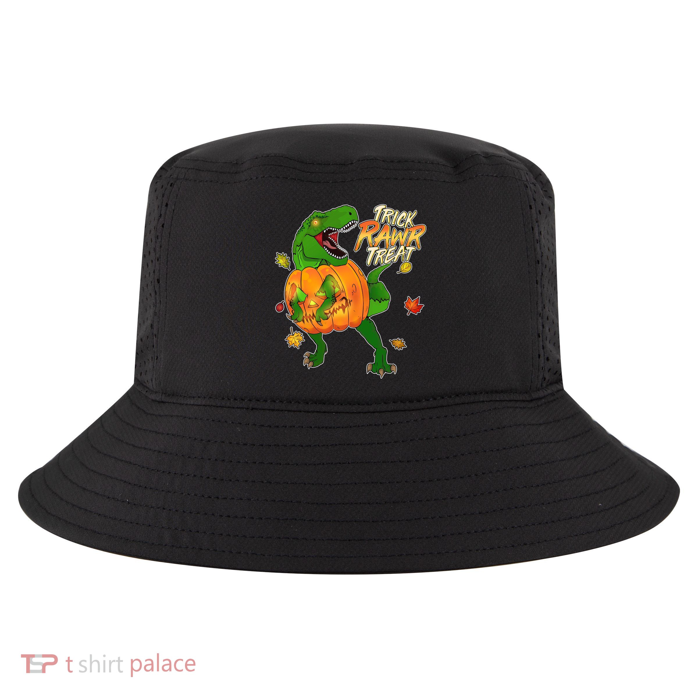 Trick RAWR Treat T-Rex Funny Halloween Cool Comfort Performance Bucket Hat