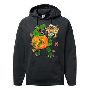 Trick RAWR Treat T-Rex Funny Halloween Performance Fleece Hoodie