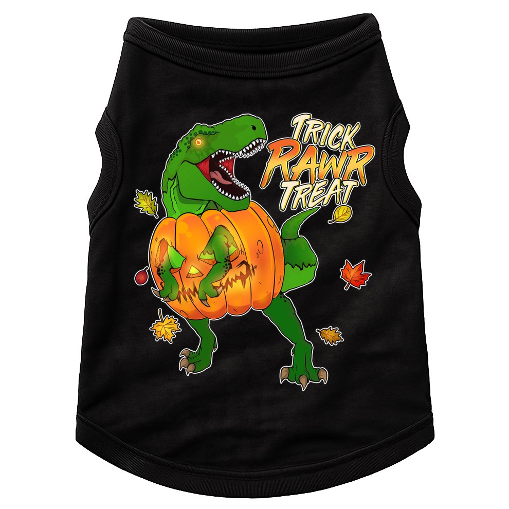 Trick RAWR Treat T-Rex Funny Halloween Doggie Tank