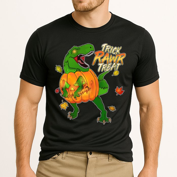Trick RAWR Treat T-Rex Funny Halloween Cooling Performance Crew T-Shirt