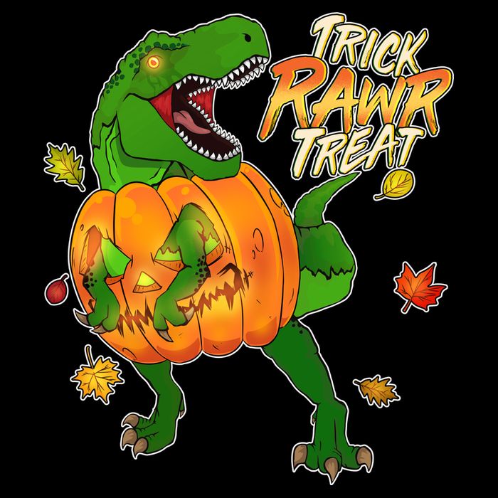 Trick RAWR Treat T-Rex Funny Halloween Cooling Performance Crew T-Shirt