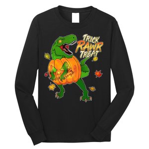 Trick RAWR Treat T-Rex Funny Halloween Long Sleeve Shirt