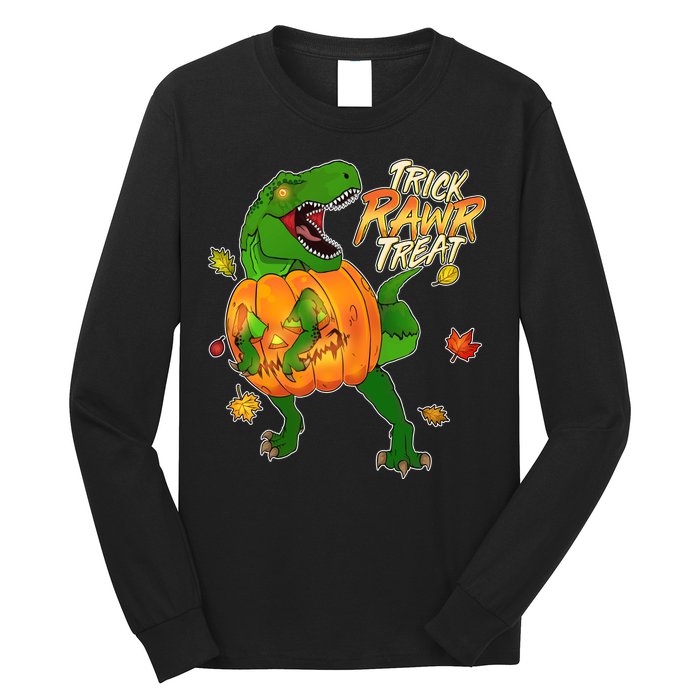 Trick RAWR Treat T-Rex Funny Halloween Long Sleeve Shirt