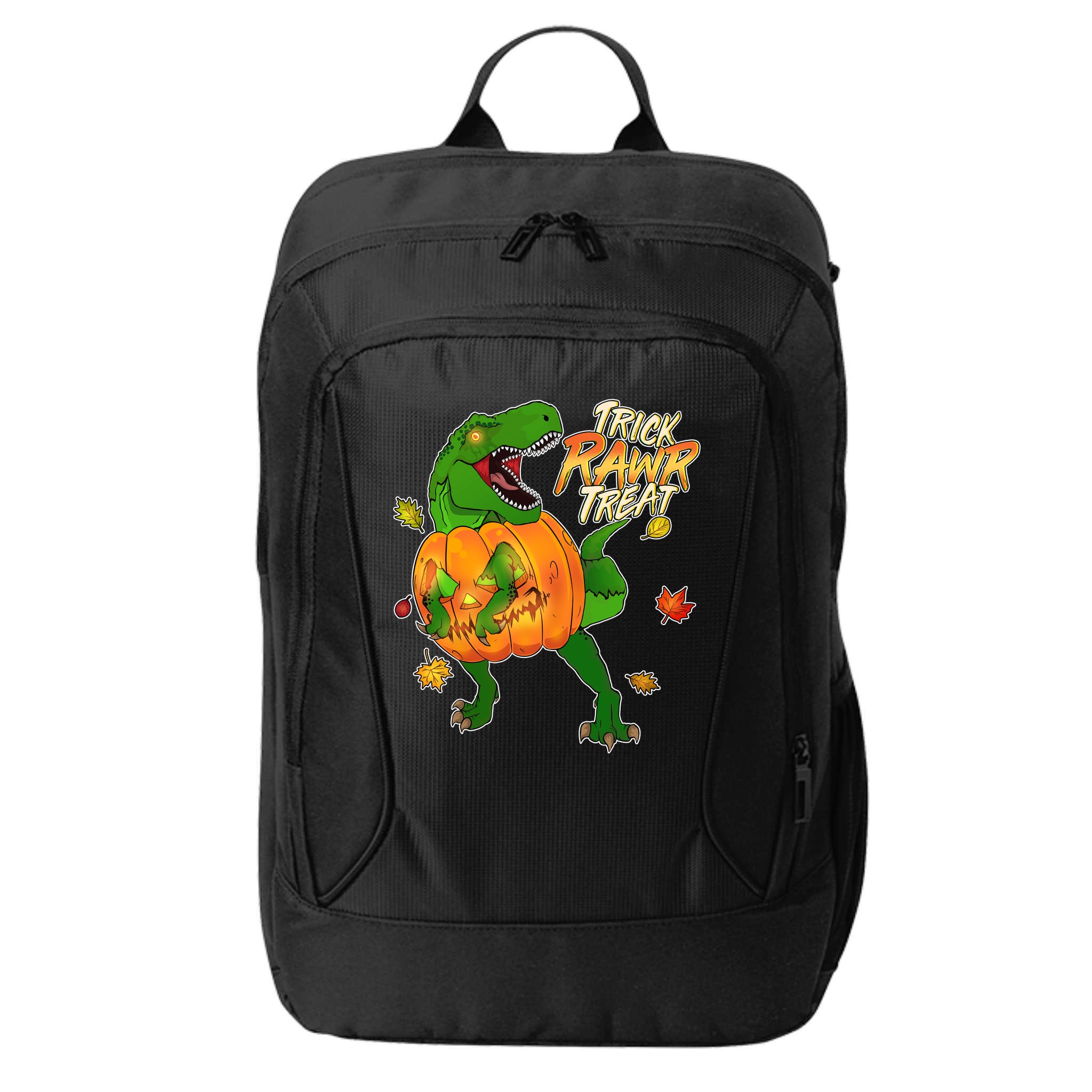 Trick RAWR Treat T-Rex Funny Halloween City Backpack