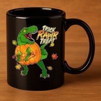 Trick RAWR Treat T-Rex Funny Halloween 11oz C Handle Ceramic Mug