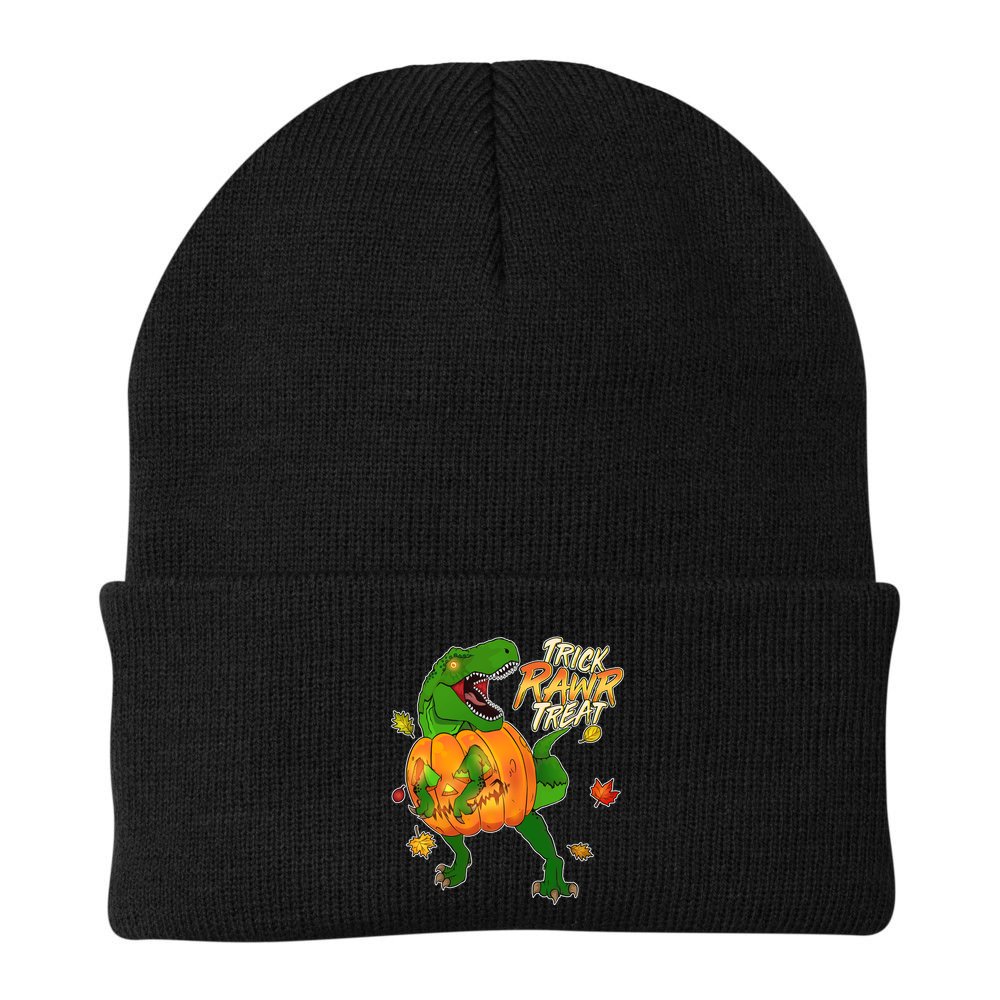 Trick RAWR Treat T-Rex Funny Halloween Beanie