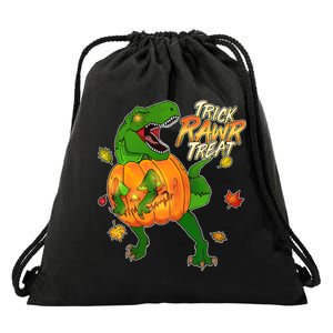 Trick RAWR Treat T-Rex Funny Halloween Drawstring Bag