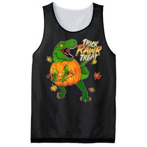 Trick RAWR Treat T-Rex Funny Halloween Mesh Reversible Basketball Jersey Tank