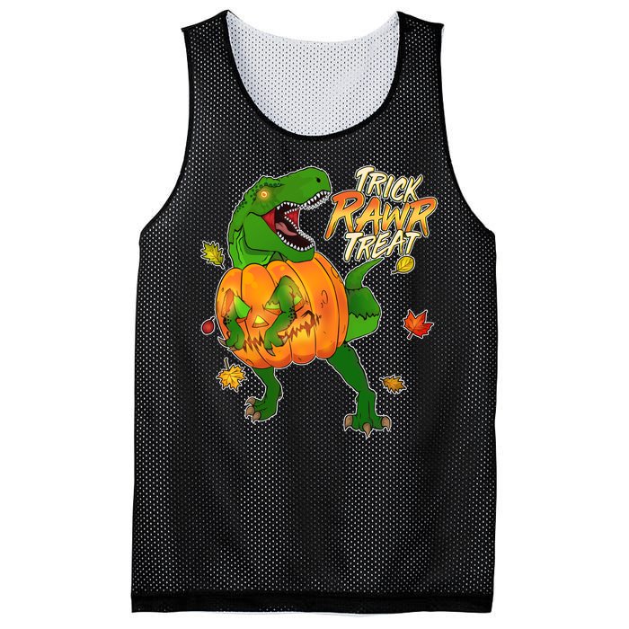 Trick RAWR Treat T-Rex Funny Halloween Mesh Reversible Basketball Jersey Tank