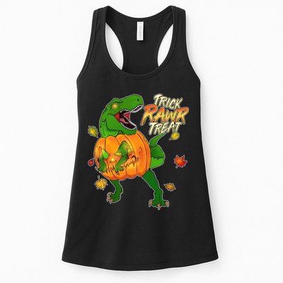 Trick RAWR Treat T-Rex Funny Halloween Womens Tank Top