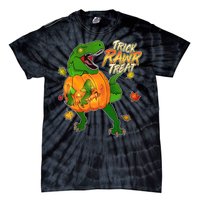 Trick RAWR Treat T-Rex Funny Halloween Tie-Dye T-Shirt