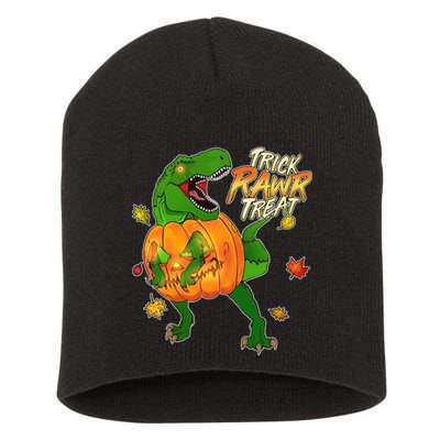 Trick RAWR Treat T-Rex Funny Halloween Short Acrylic Beanie