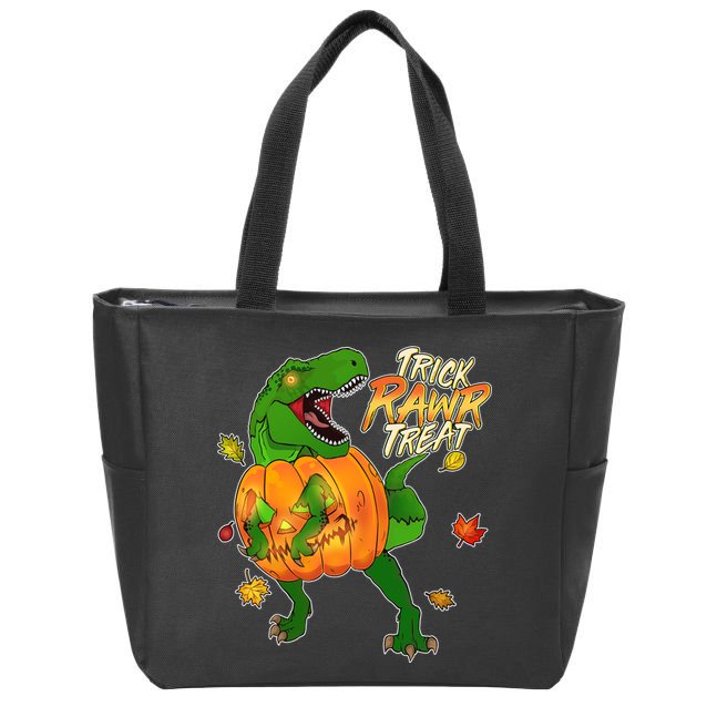 Trick RAWR Treat T-Rex Funny Halloween Zip Tote Bag