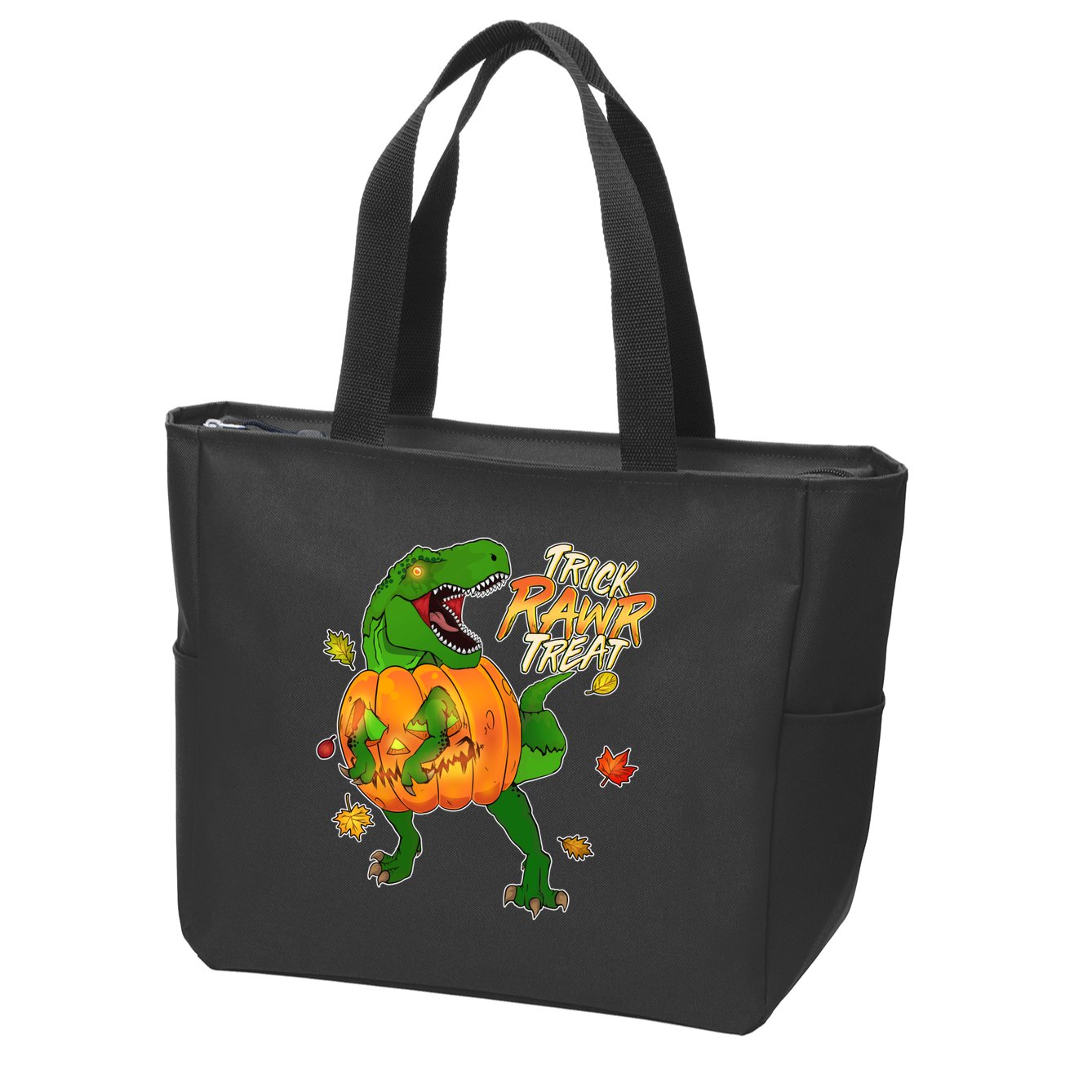 Trick RAWR Treat T-Rex Funny Halloween Zip Tote Bag
