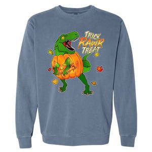 Trick RAWR Treat T-Rex Funny Halloween Garment-Dyed Sweatshirt